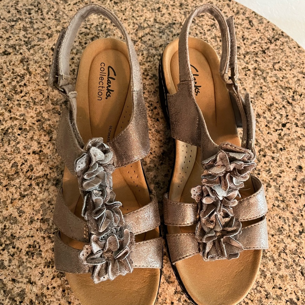 Clarks Tan Sandals with Slingback Design